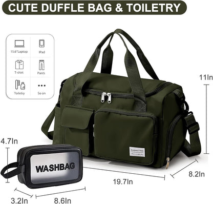 Small Gym Bag for Women, Travel Duffle Bag Carry On Weekender Bag with Shoe Compartment - Colors B