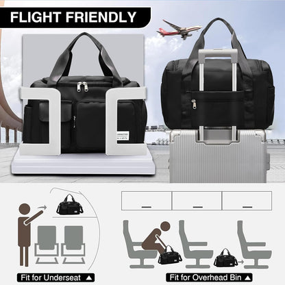 Small Gym Bag for Women, Travel Duffle Bag Carry On Weekender Bag with Shoe Compartment - Colors B