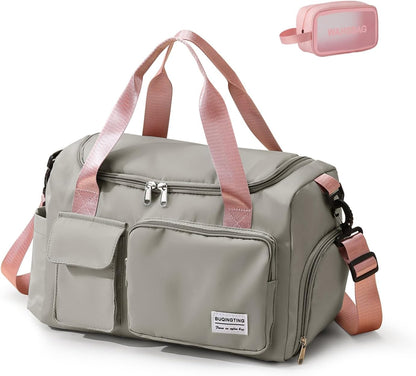 Small Gym Bag for Women, Travel Duffle Bag Carry On Weekender Bag with Shoe Compartment - Colors B