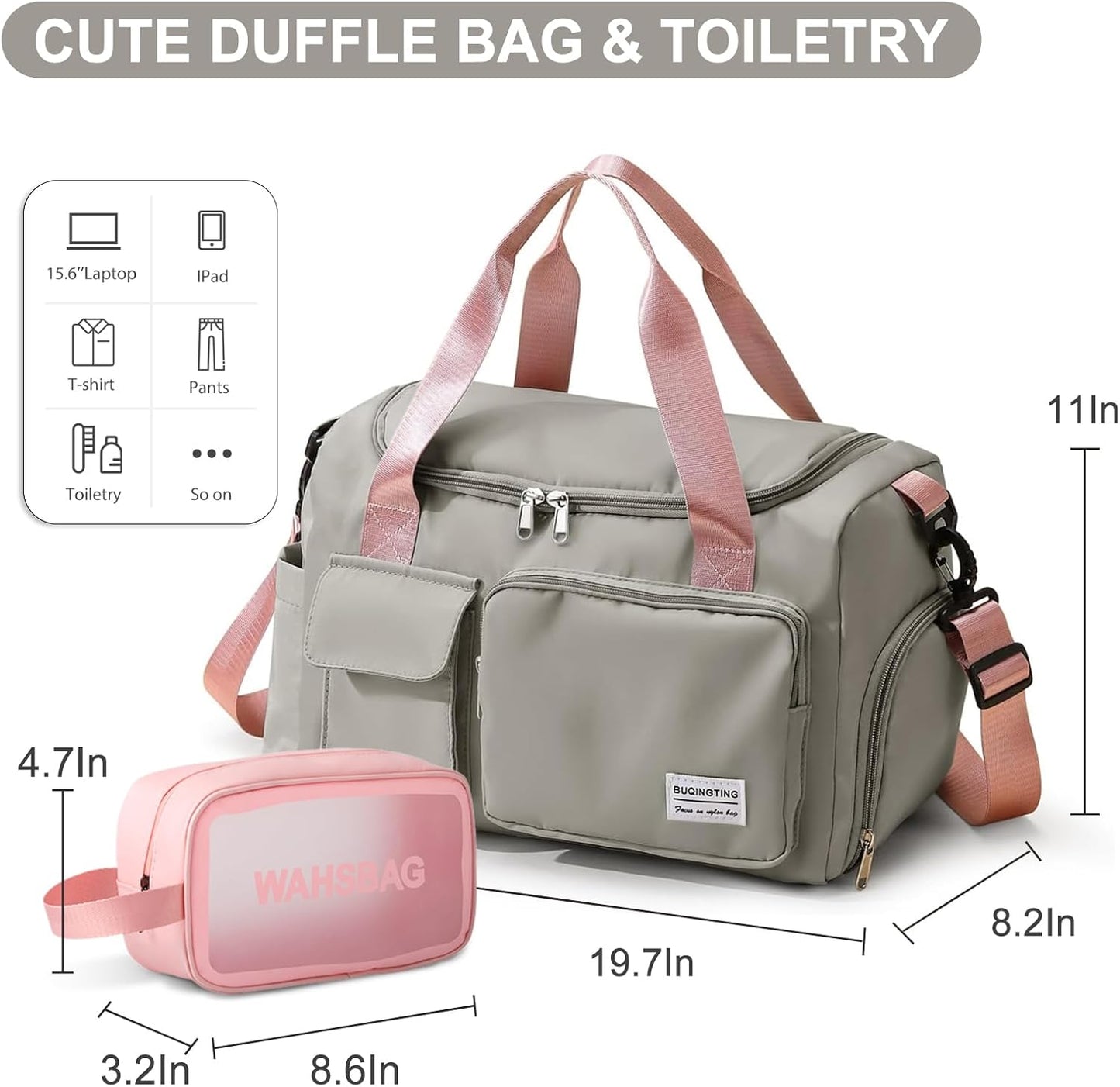Small Gym Bag for Women, Travel Duffle Bag Carry On Weekender Bag with Shoe Compartment - Colors B