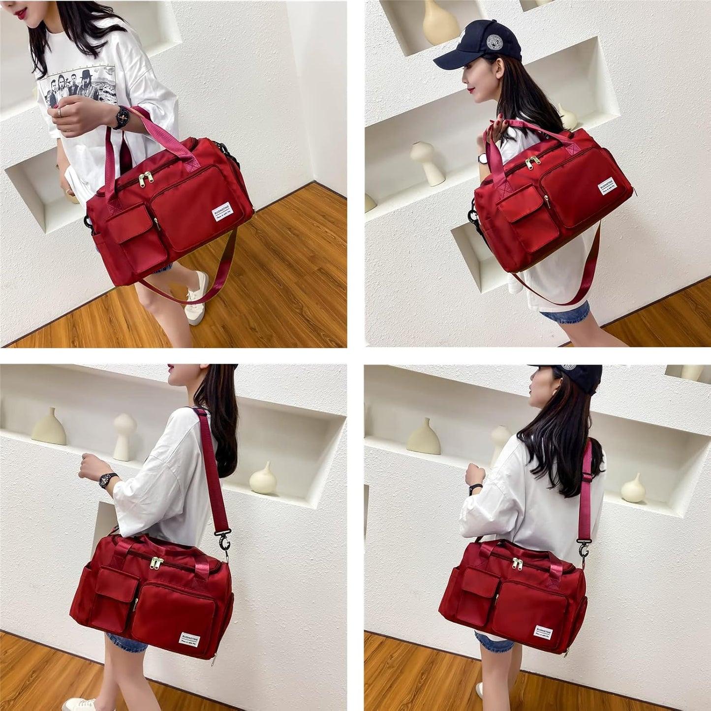 Small Gym Bag for Women, Travel Duffle Bag Carry On Weekender Bag with Shoe Compartment - Colors B