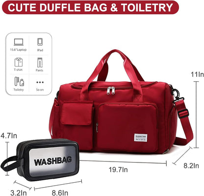 Small Gym Bag for Women, Travel Duffle Bag Carry On Weekender Bag with Shoe Compartment - Colors B