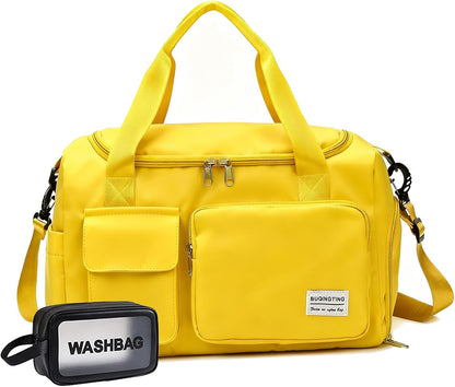 Small Gym Bag for Women, Travel Duffle Bag Carry On Weekender Bag with Shoe Compartment - Colors B