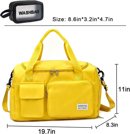 Small Gym Bag for Women, Travel Duffle Bag Carry On Weekender Bag with Shoe Compartment - Colors B