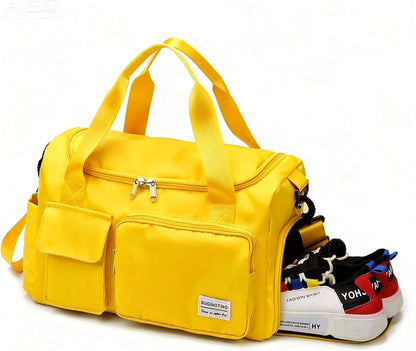 Small Gym Bag for Women, Travel Duffle Bag Carry On Weekender Bag with Shoe Compartment - Colors B