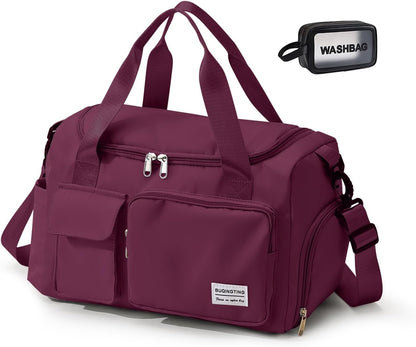 Small Gym Bag for Women, Travel Duffle Bag Carry On Weekender Bag with Shoe Compartment - Colors B