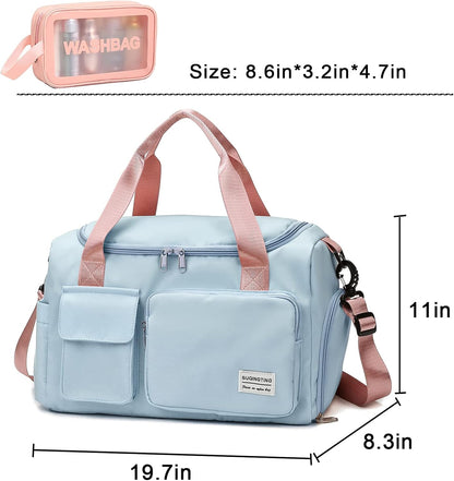 Small Gym Bag for Women, Travel Duffle Bag Carry On Weekender Bag with Shoe Compartment - Colors B