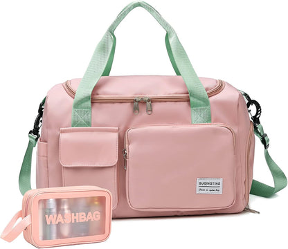 Small Gym Bag for Women, Travel Duffle Bag Carry On Weekender Bag with Shoe Compartment - Colors B