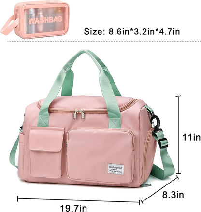 Small Gym Bag for Women, Travel Duffle Bag Carry On Weekender Bag with Shoe Compartment - Colors B