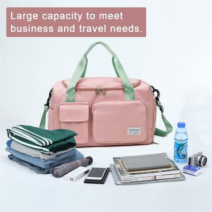 Small Gym Bag for Women, Travel Duffle Bag Carry On Weekender Bag with Shoe Compartment - Colors B