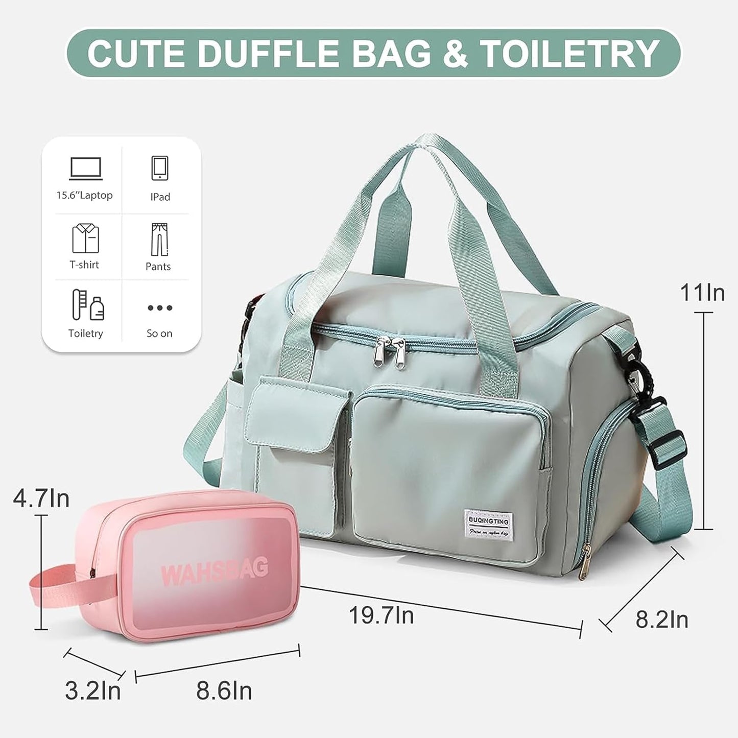 Small Gym Bag for Women, Travel Duffle Bag Carry On Weekender Bag with Shoe Compartment - Colors B