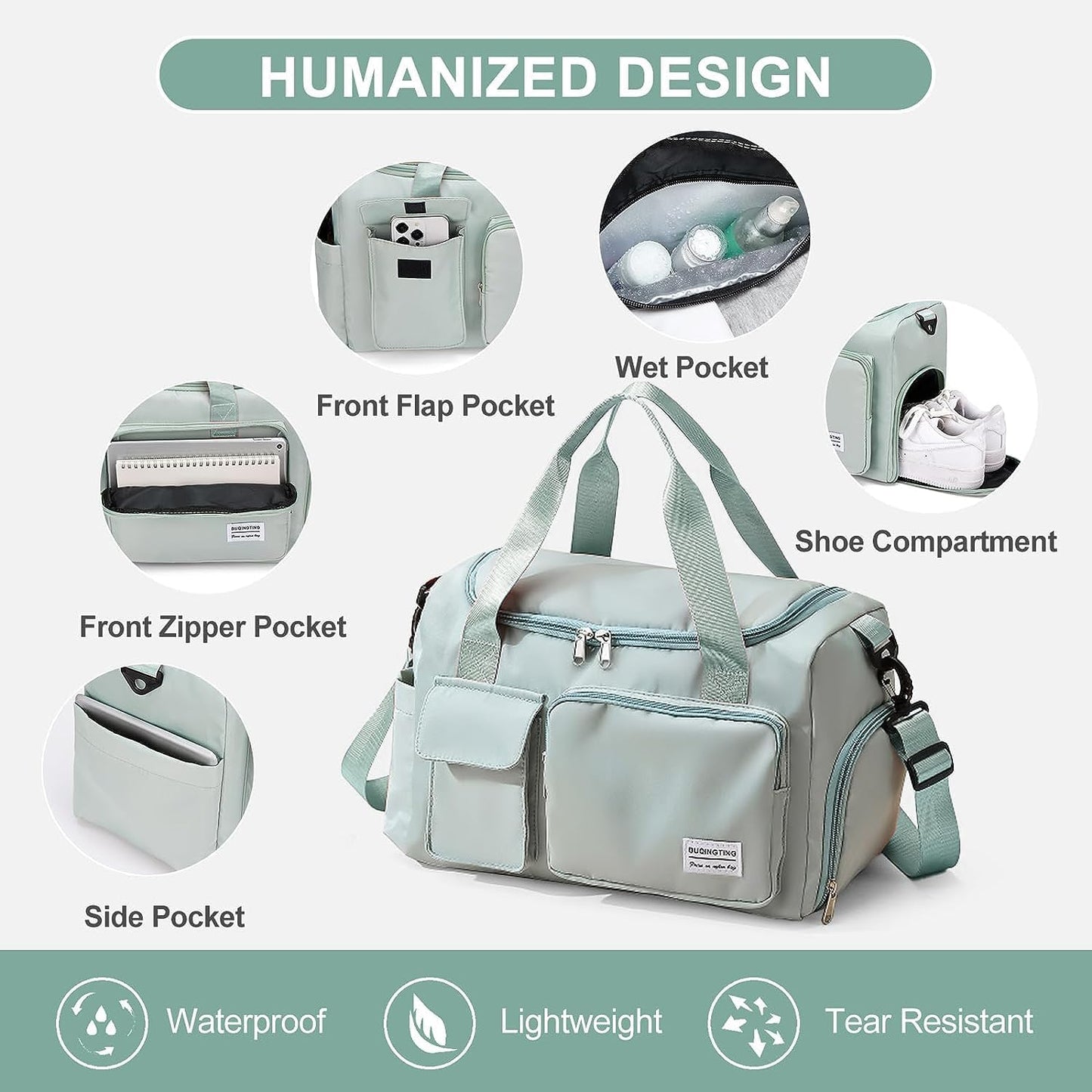 Small Gym Bag for Women, Travel Duffle Bag Carry On Weekender Bag with Shoe Compartment - Colors B