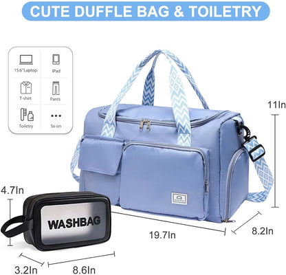 Small Gym Bag for Women, Travel Duffle Bag Carry On Weekender Bag with Shoe Compartment - Colors B
