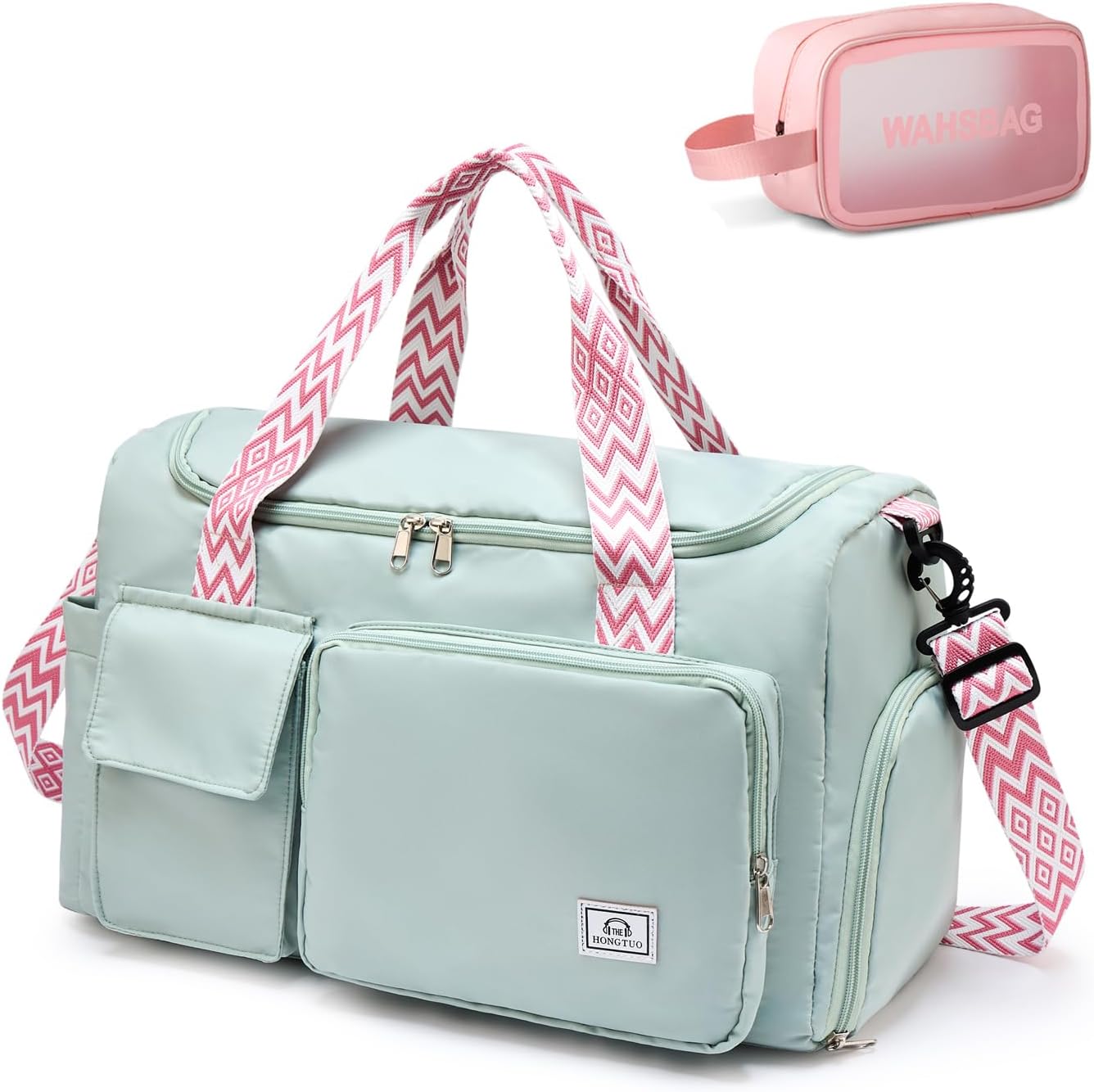 Small Gym Bag for Women, Travel Duffle Bag Carry On Weekender Bag with Shoe Compartment - Colors B