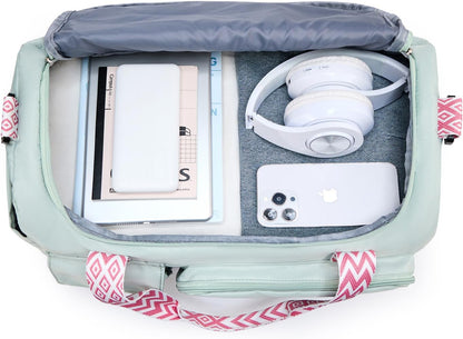 Small Gym Bag for Women, Travel Duffle Bag Carry On Weekender Bag with Shoe Compartment - Colors B