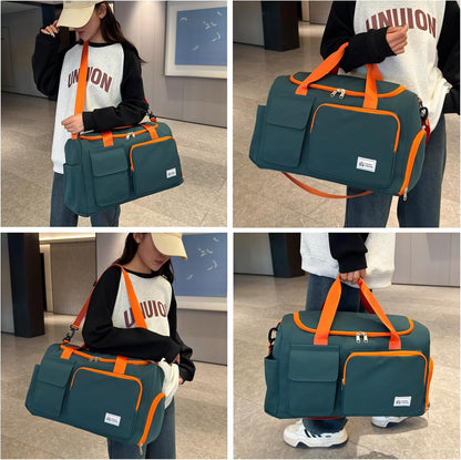 Small Gym Bag for Women, Travel Duffle Bag Carry On Weekender Bag with Shoe Compartment - Colors B