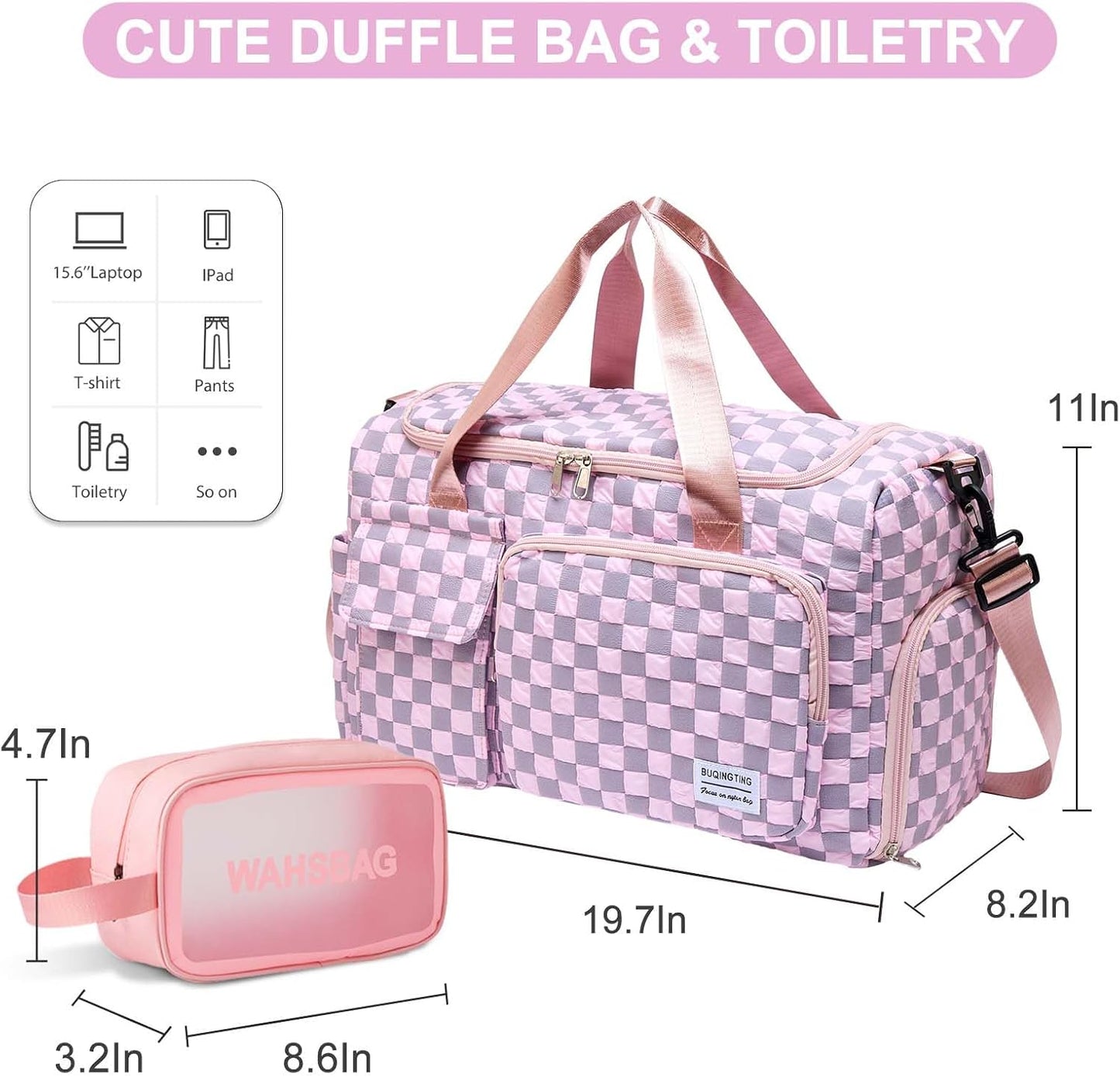 Small Gym Bag for Women, Travel Duffle Bag Carry On Weekender Bag with Shoe Compartment - Colors B