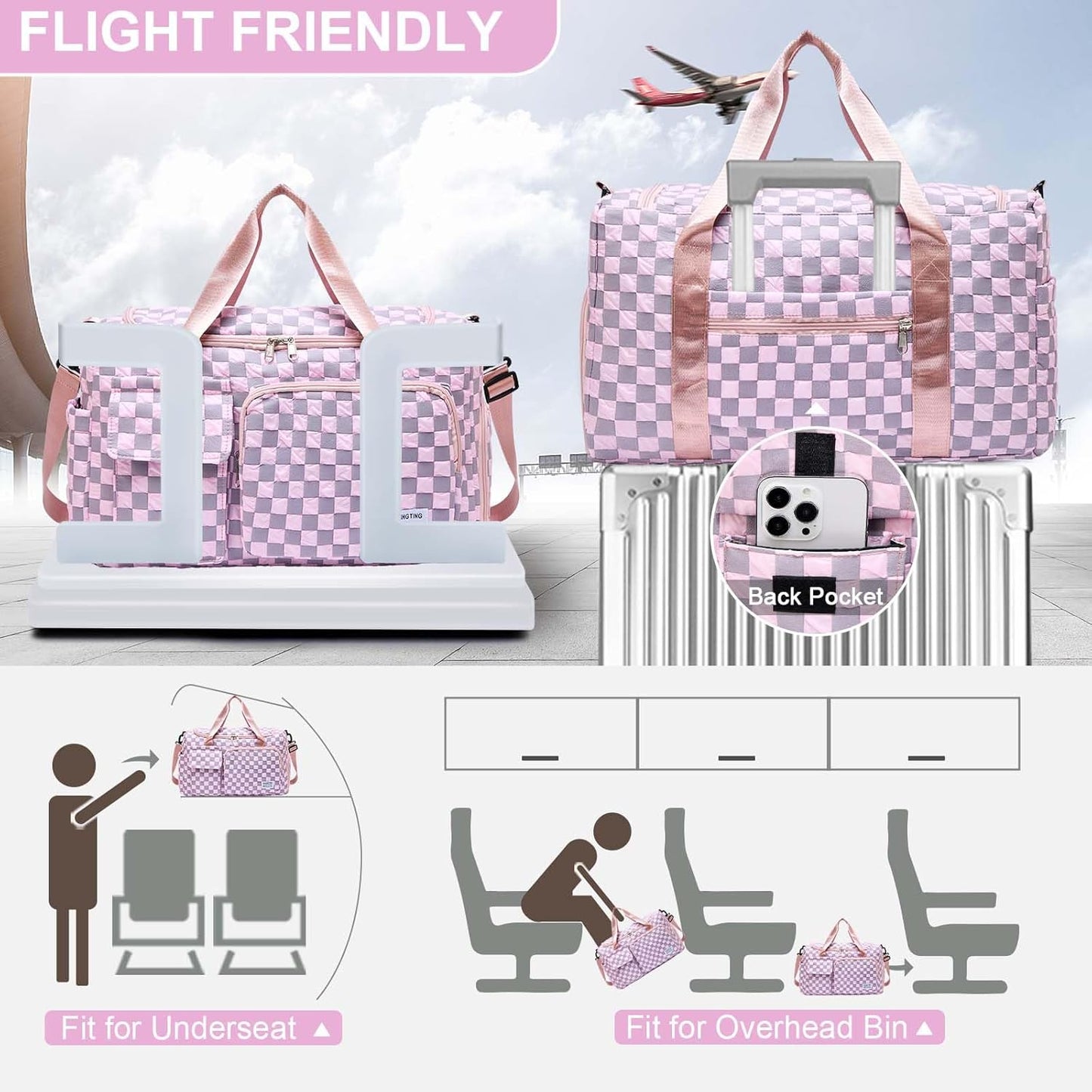 Small Gym Bag for Women, Travel Duffle Bag Carry On Weekender Bag with Shoe Compartment - Colors B
