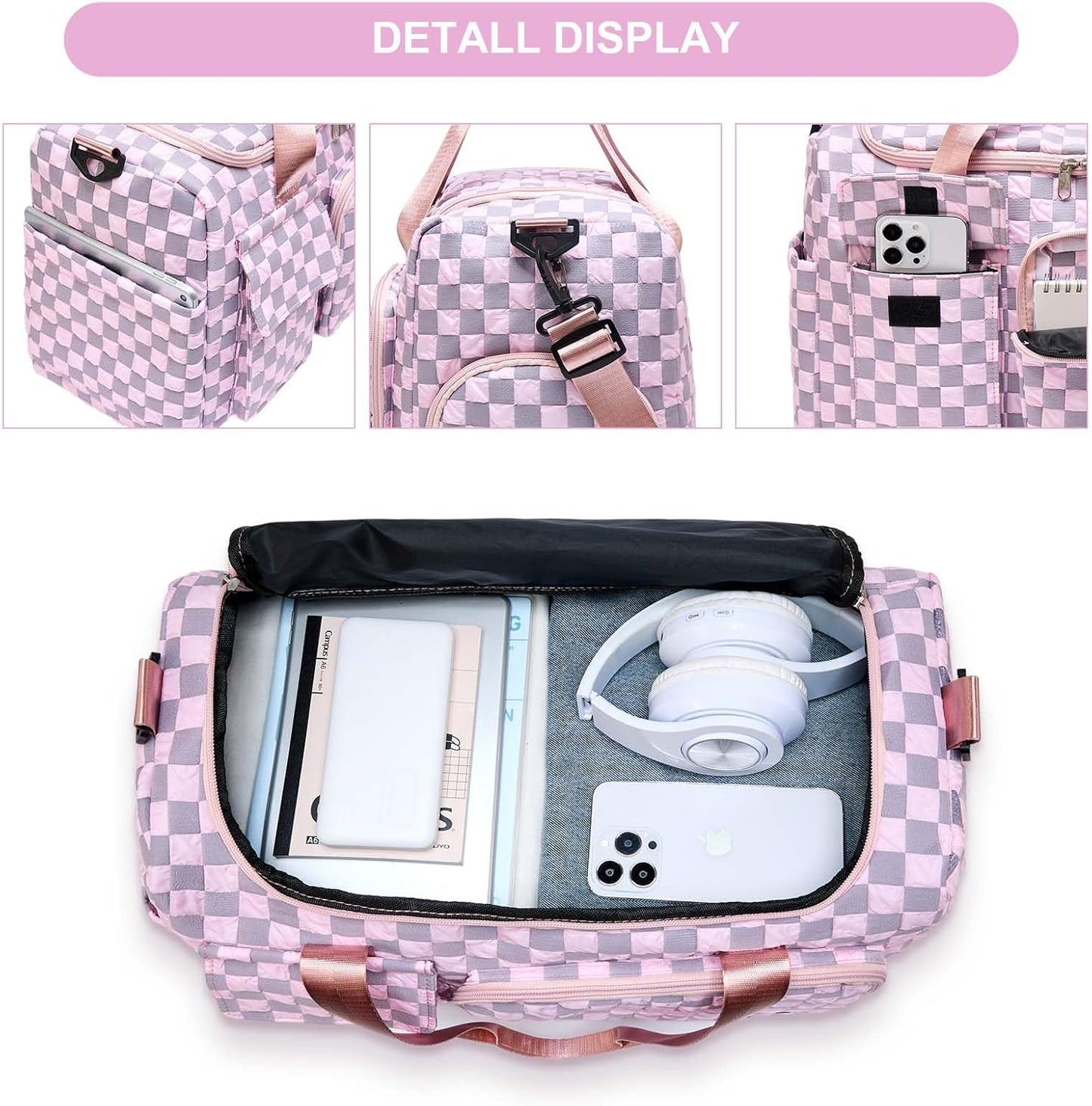 Small Gym Bag for Women, Travel Duffle Bag Carry On Weekender Bag with Shoe Compartment - Colors B