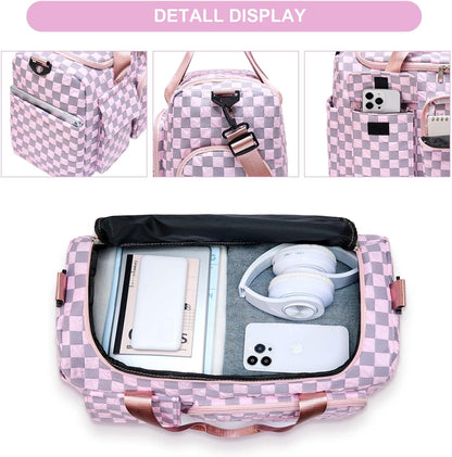 Small Gym Bag for Women, Travel Duffle Bag Carry On Weekender Bag with Shoe Compartment - Colors B
