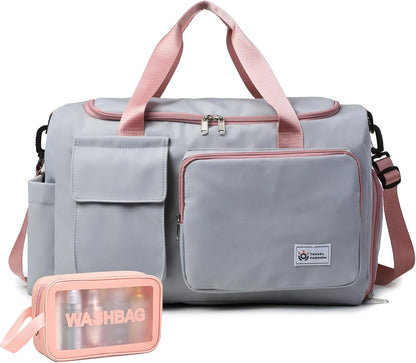 Small Gym Bag for Women, Travel Duffle Bag Carry On Weekender Bag with Shoe Compartment - Colors B
