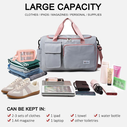 Small Gym Bag for Women, Travel Duffle Bag Carry On Weekender Bag with Shoe Compartment - Colors B