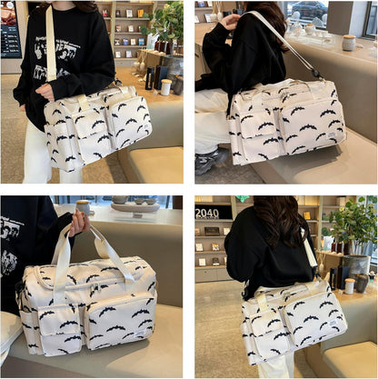 Small Gym Bag for Women, Travel Duffle Bag Carry On Weekender Bag with Shoe Compartment - Colors B