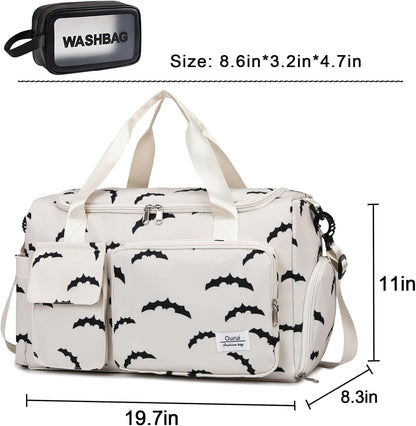 Small Gym Bag for Women, Travel Duffle Bag Carry On Weekender Bag with Shoe Compartment - Colors B