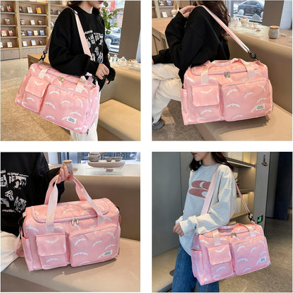 Small Gym Bag for Women, Travel Duffle Bag Carry On Weekender Bag with Shoe Compartment - Colors B