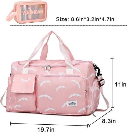 Small Gym Bag for Women, Travel Duffle Bag Carry On Weekender Bag with Shoe Compartment - Colors B