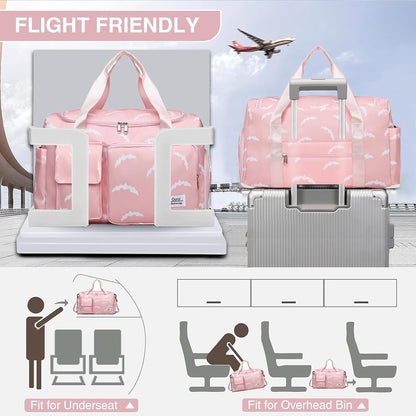 Small Gym Bag for Women, Travel Duffle Bag Carry On Weekender Bag with Shoe Compartment - Colors B
