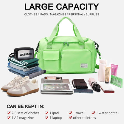 Small Gym Bag for Women, Travel Duffle Bag Carry On Weekender Bag with Shoe Compartment - Colors B