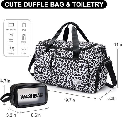 Small Gym Bag for Women, Travel Duffle Bag Carry On Weekender Bag with Shoe Compartment - Colors B