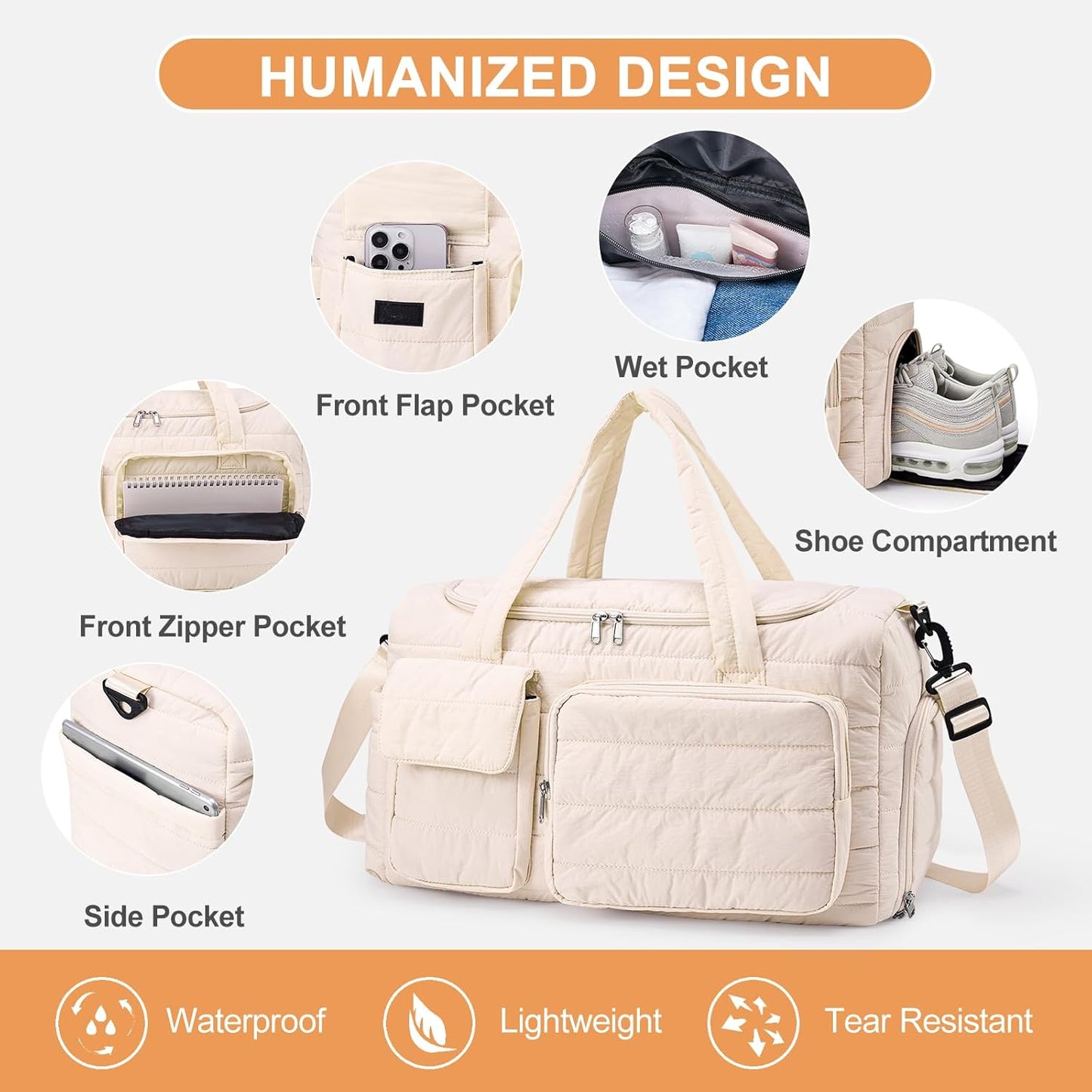 Small Gym Bag for Women, Travel Duffle Bag Carry On Weekender Bag with Shoe Compartment - Colors B