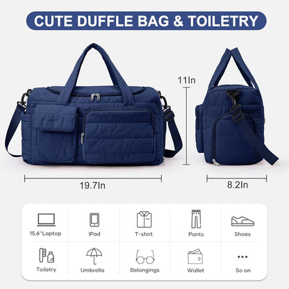 Small Gym Bag for Women, Travel Duffle Bag Carry On Weekender Bag with Shoe Compartment - Colors B