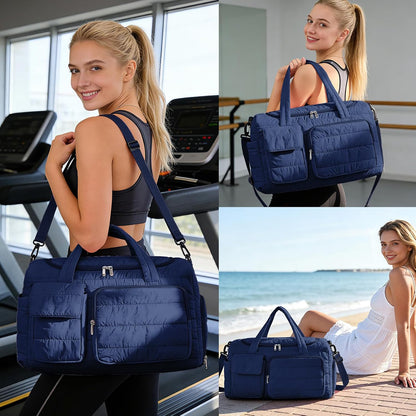 Small Gym Bag for Women, Travel Duffle Bag Carry On Weekender Bag with Shoe Compartment - Colors B