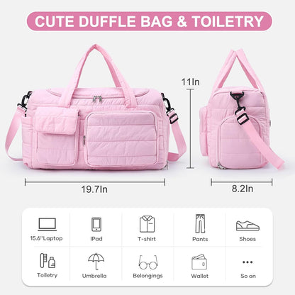 Small Gym Bag for Women, Travel Duffle Bag Carry On Weekender Bag with Shoe Compartment - Colors B