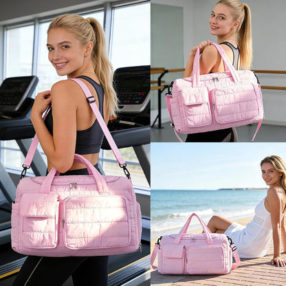 Small Gym Bag for Women, Travel Duffle Bag Carry On Weekender Bag with Shoe Compartment - Colors B