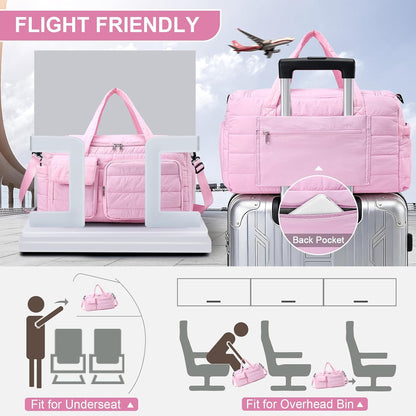 Small Gym Bag for Women, Travel Duffle Bag Carry On Weekender Bag with Shoe Compartment - Colors B