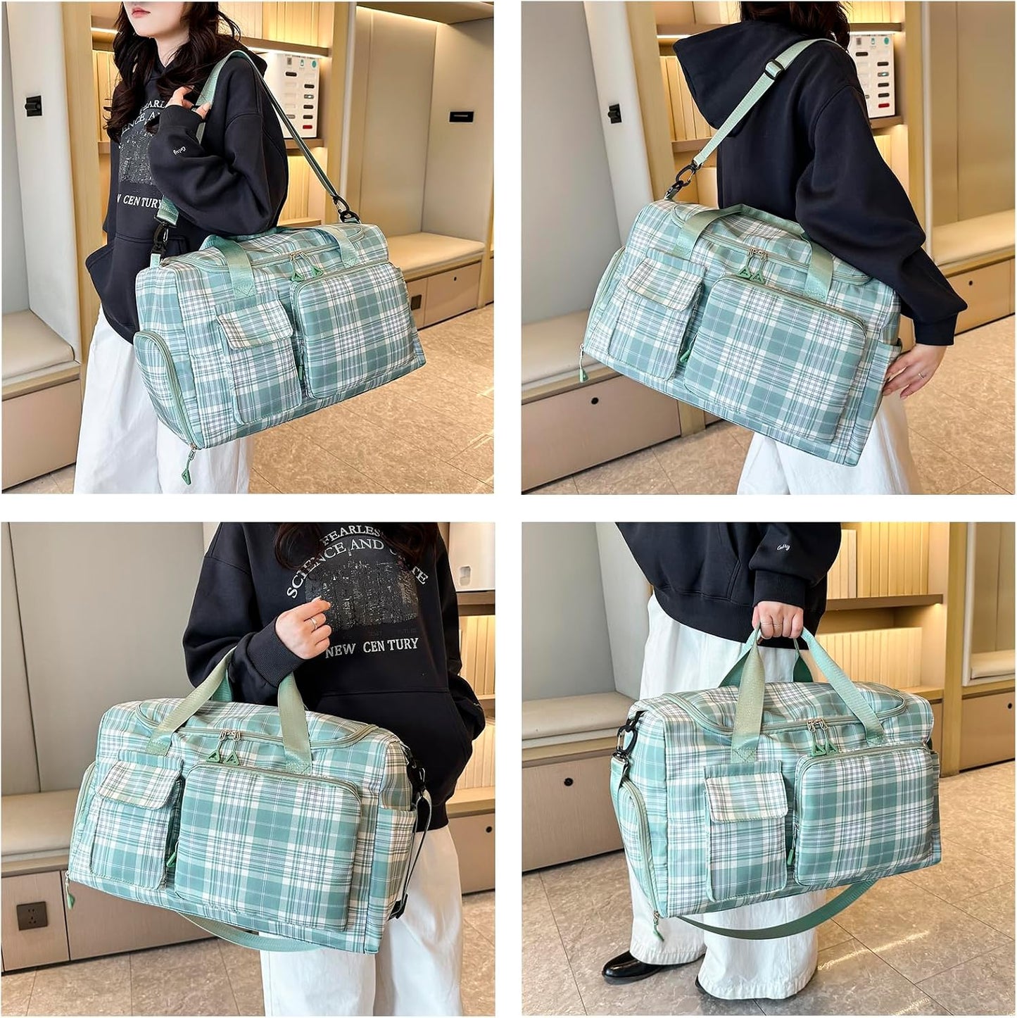 Small Gym Bag for Women, Travel Duffle Bag Carry On Weekender Bag with Shoe Compartment - Colors B