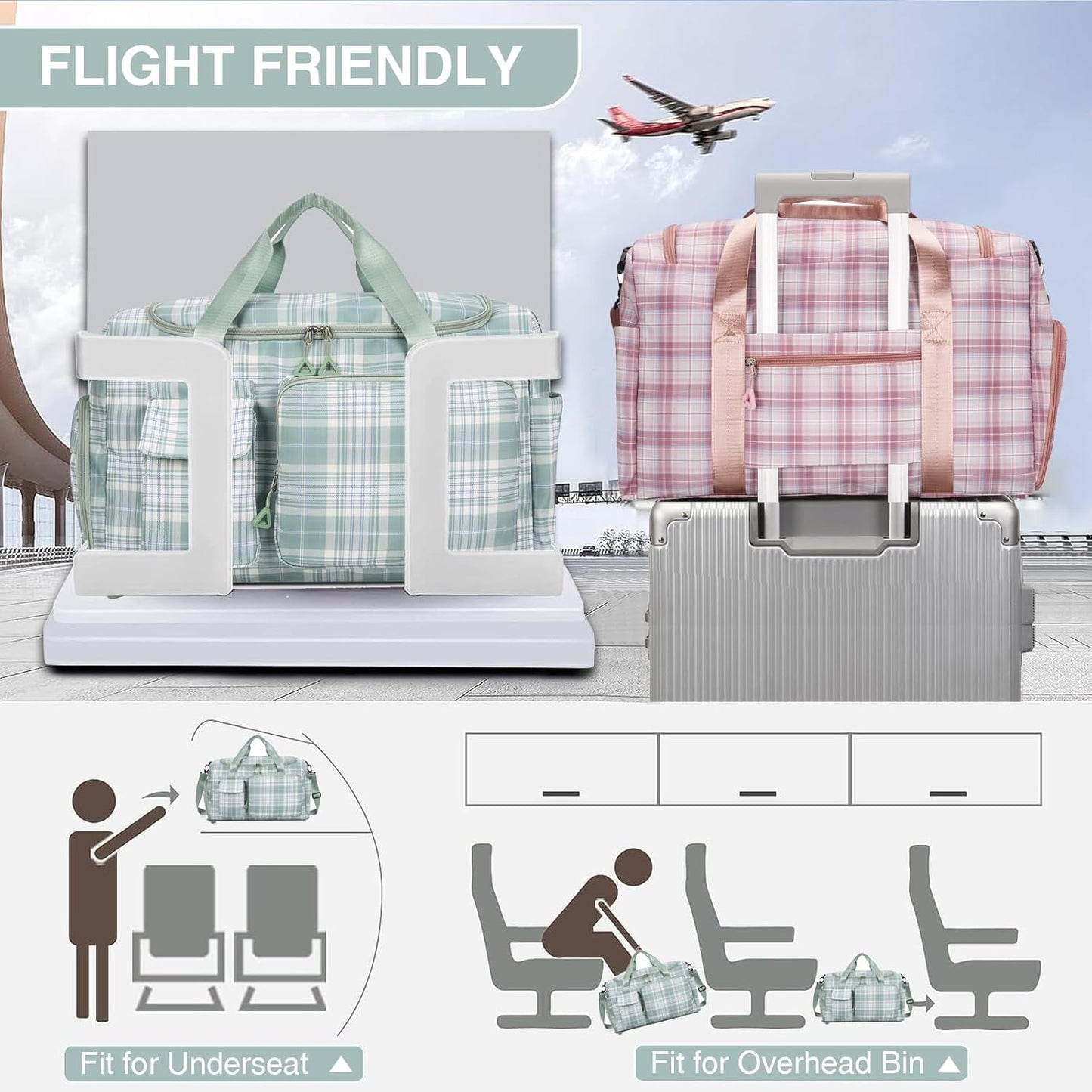 Small Gym Bag for Women, Travel Duffle Bag Carry On Weekender Bag with Shoe Compartment - Colors B