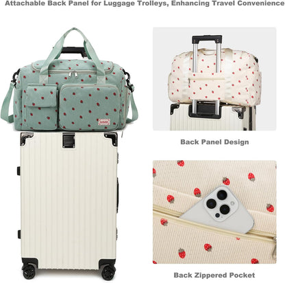 Small Gym Bag for Women, Travel Duffle Bag Carry On Weekender Bag with Shoe Compartment - Colors B