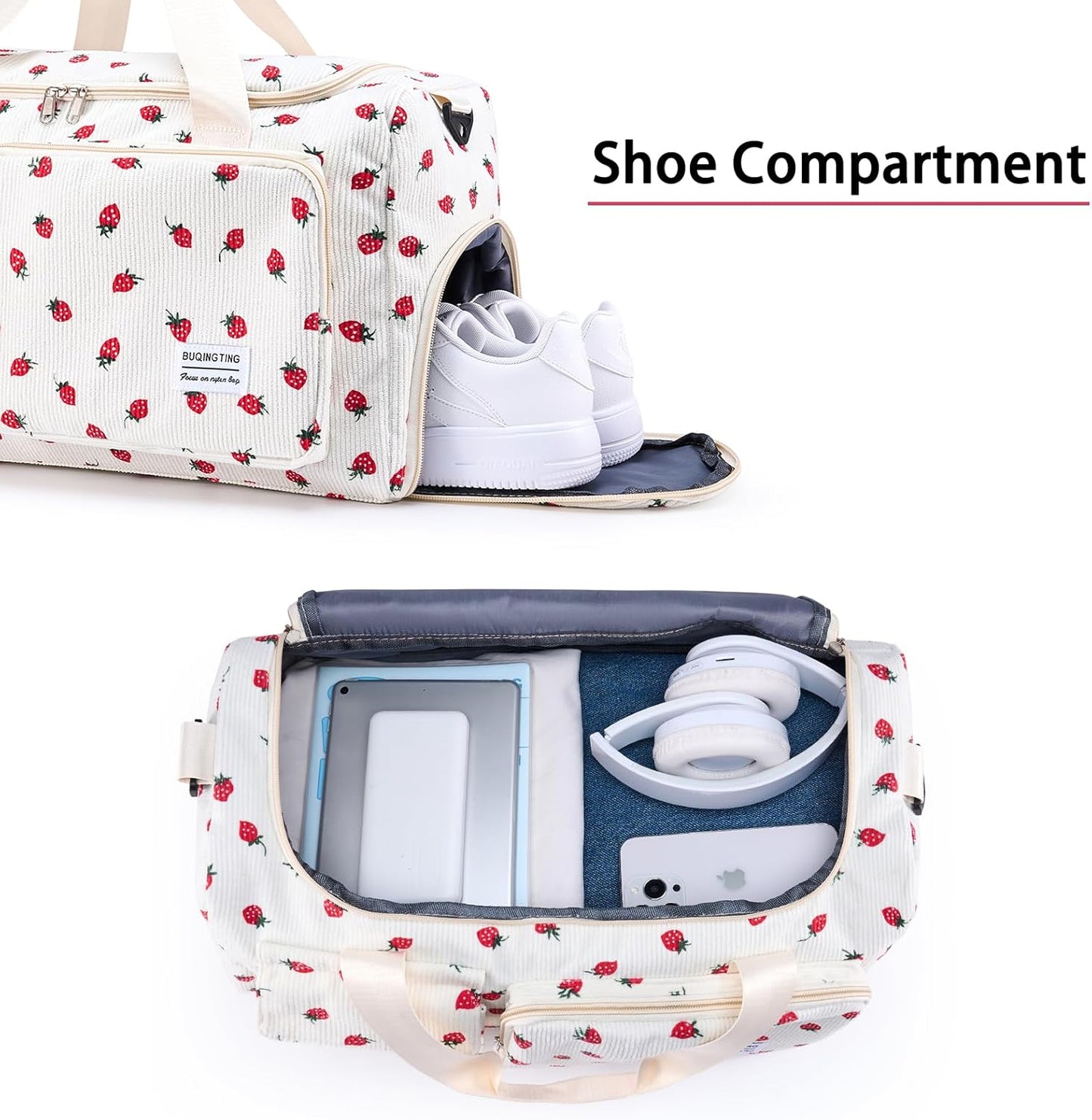 Small Gym Bag for Women, Travel Duffle Bag Carry On Weekender Bag with Shoe Compartment - Colors B