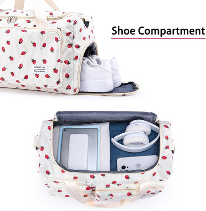 Small Gym Bag for Women, Travel Duffle Bag Carry On Weekender Bag with Shoe Compartment - Colors B