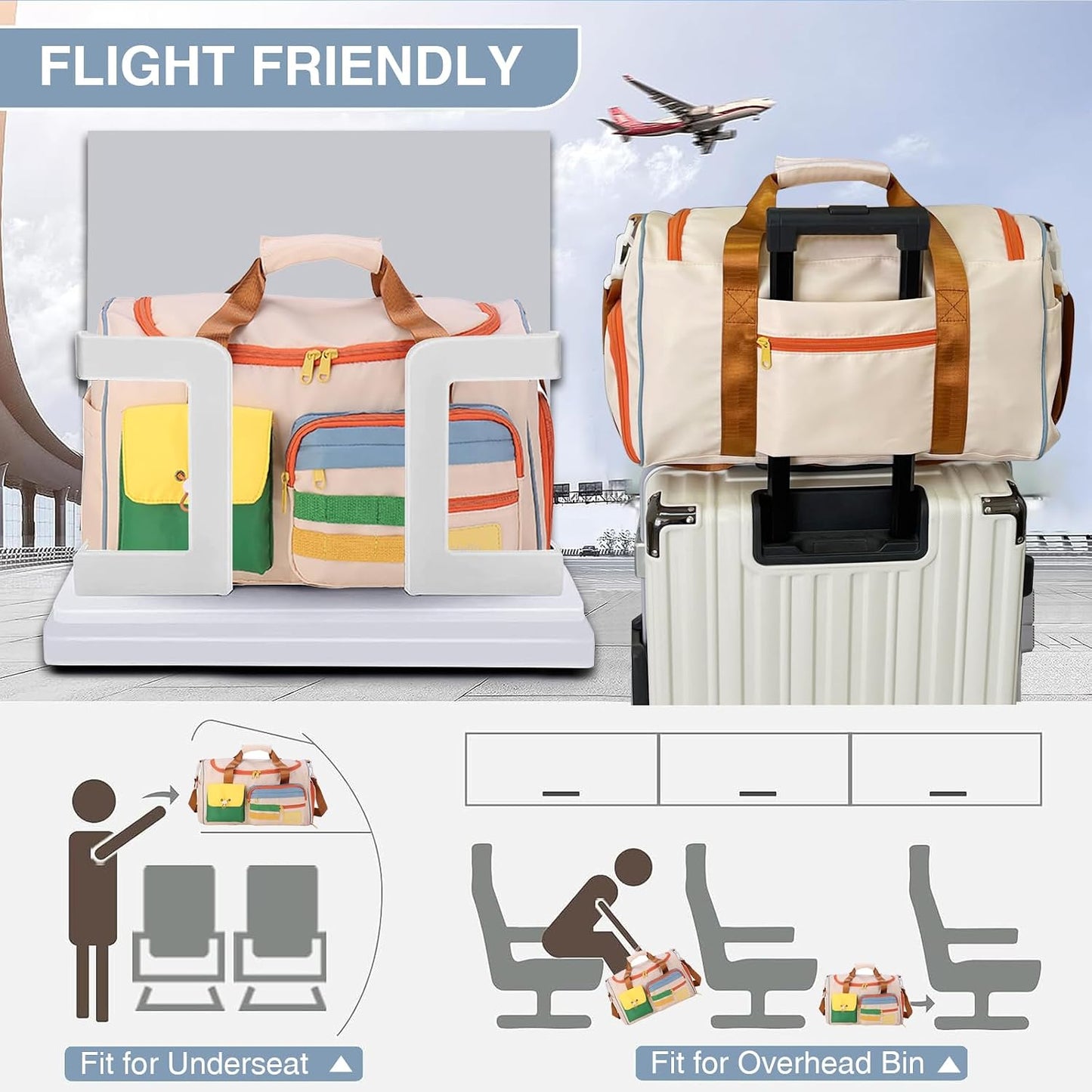 Small Gym Bag for Women, Travel Duffle Bag Carry On Weekender Bag with Shoe Compartment - Colors B