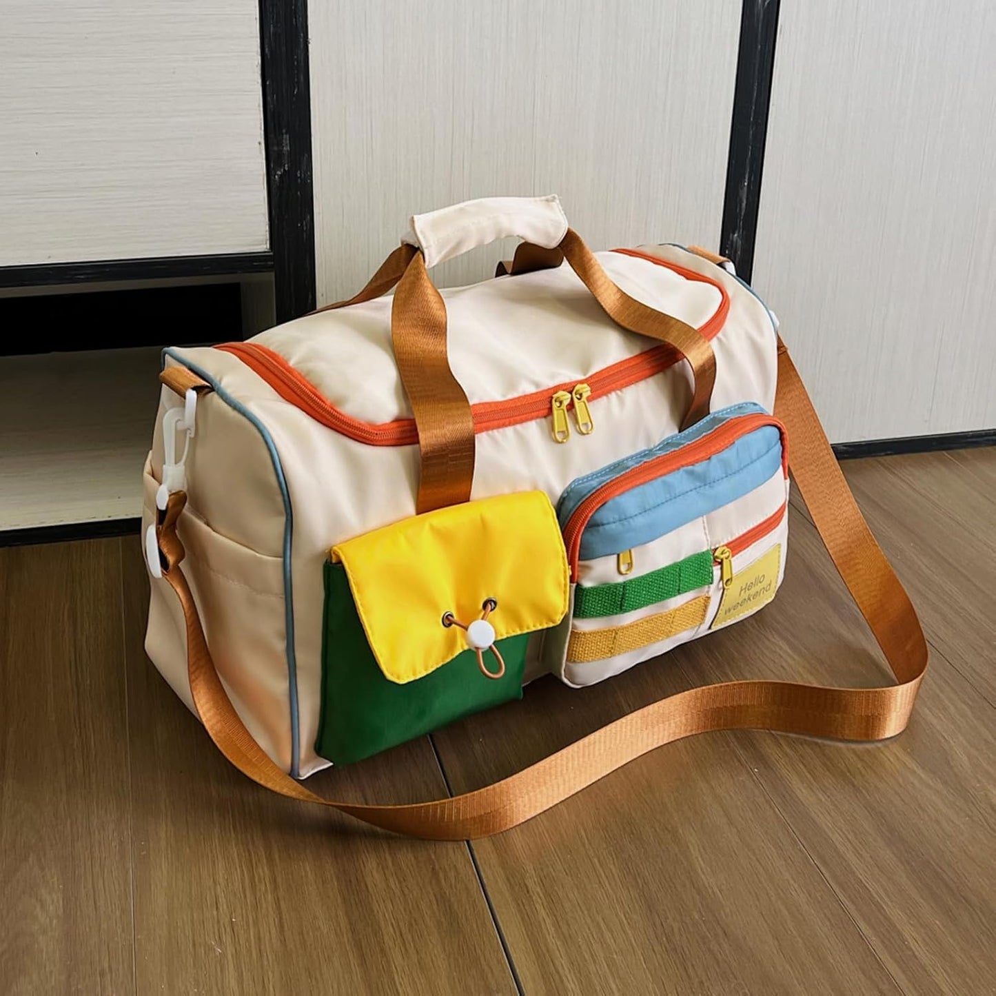 Small Gym Bag for Women, Travel Duffle Bag Carry On Weekender Bag with Shoe Compartment - Colors B