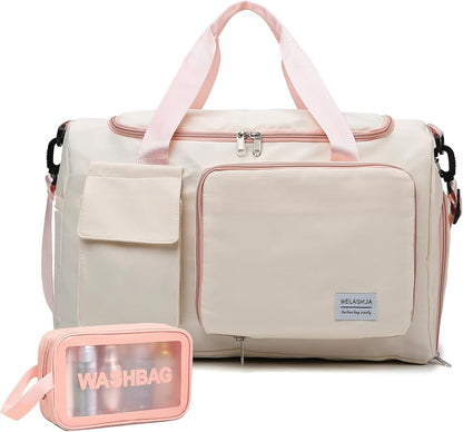 Small Gym Bag for Women, Travel Duffle Bag Carry On Weekender Bag with Shoe Compartment - Colors B