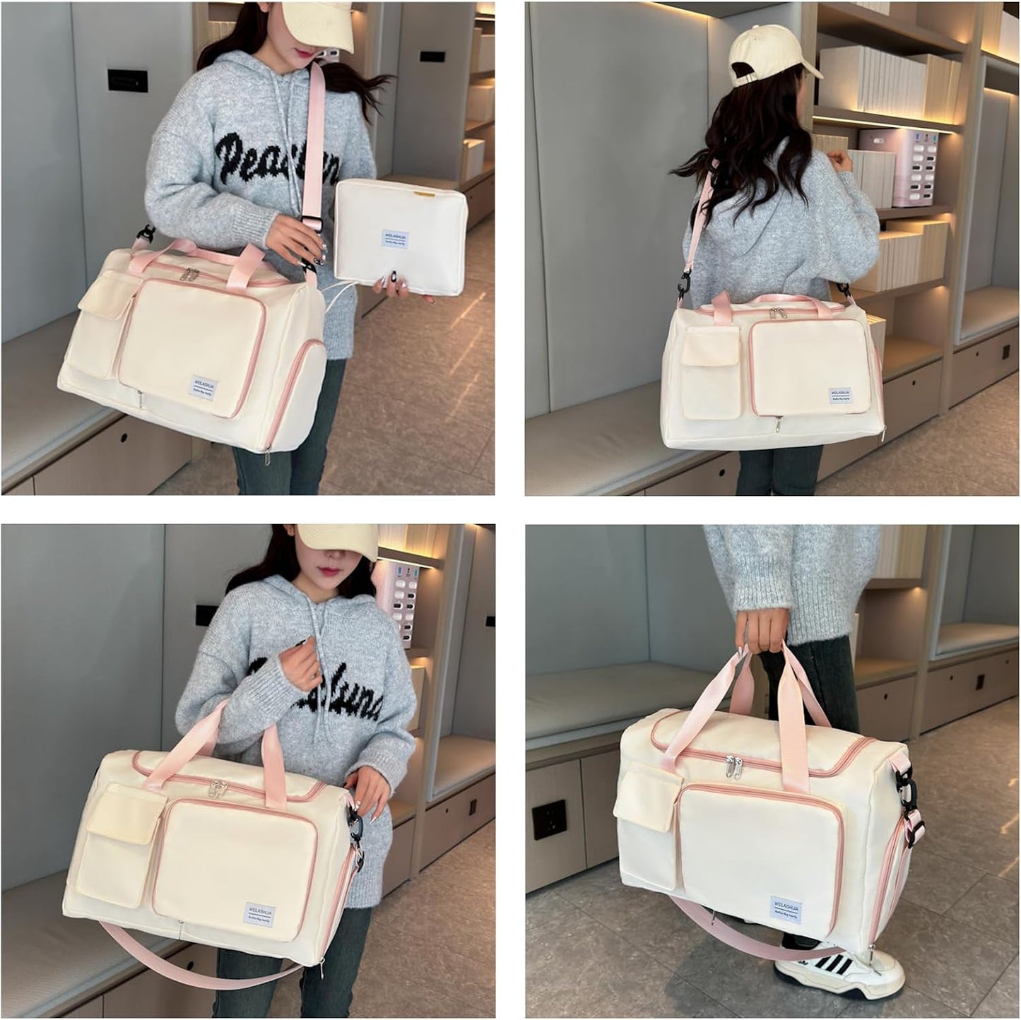 Small Gym Bag for Women, Travel Duffle Bag Carry On Weekender Bag with Shoe Compartment - Colors B