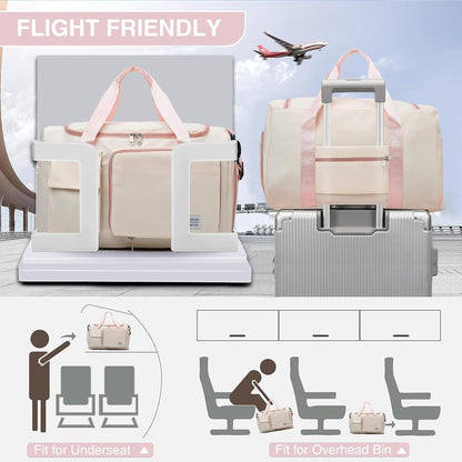 Small Gym Bag for Women, Travel Duffle Bag Carry On Weekender Bag with Shoe Compartment - Colors B