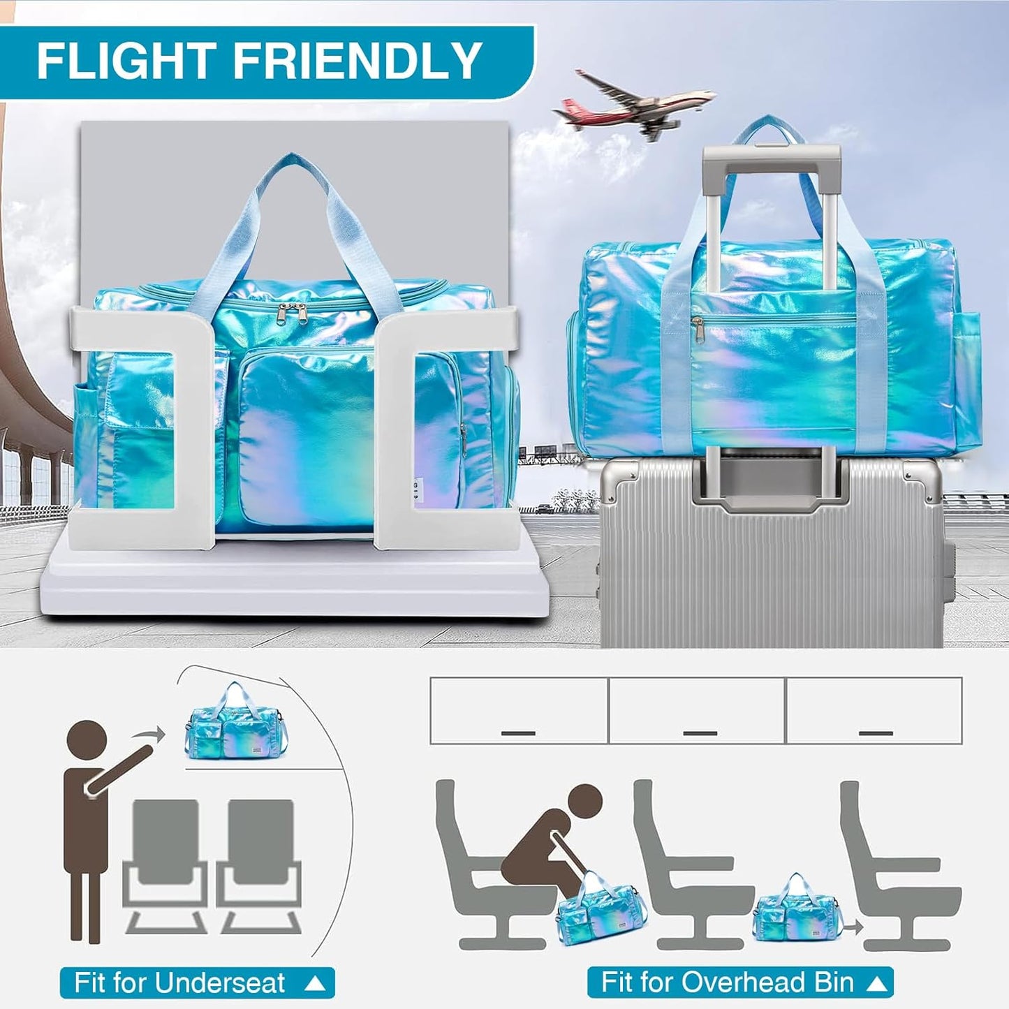 Small Gym Bag for Women, Travel Duffle Bag Carry On Weekender Bag with Shoe Compartment - Colors B